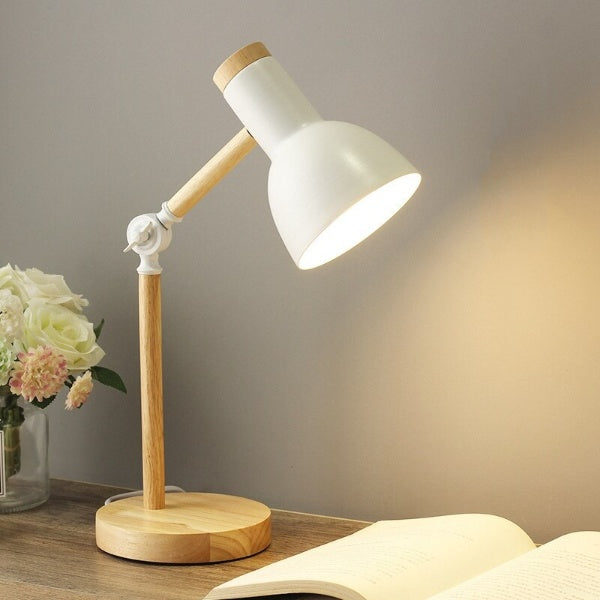 Nordic Wooden LED Desk Lamp, Scandinavian Solid Wood Table Lamp, Adjustable LED Task Light for Home Office, Study and Bedroom