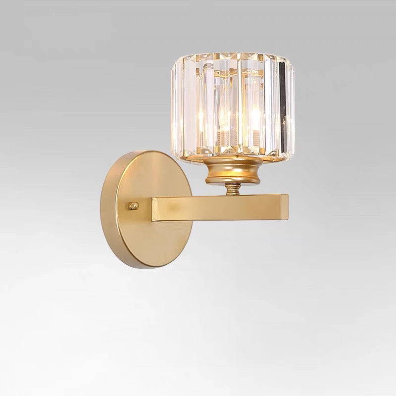 Crystal Wall Light, Minimalist Cut Crystal and Iron Wall Sconce, Concealed Fitting Wall Light for Living Room, Bedroom and Hallway