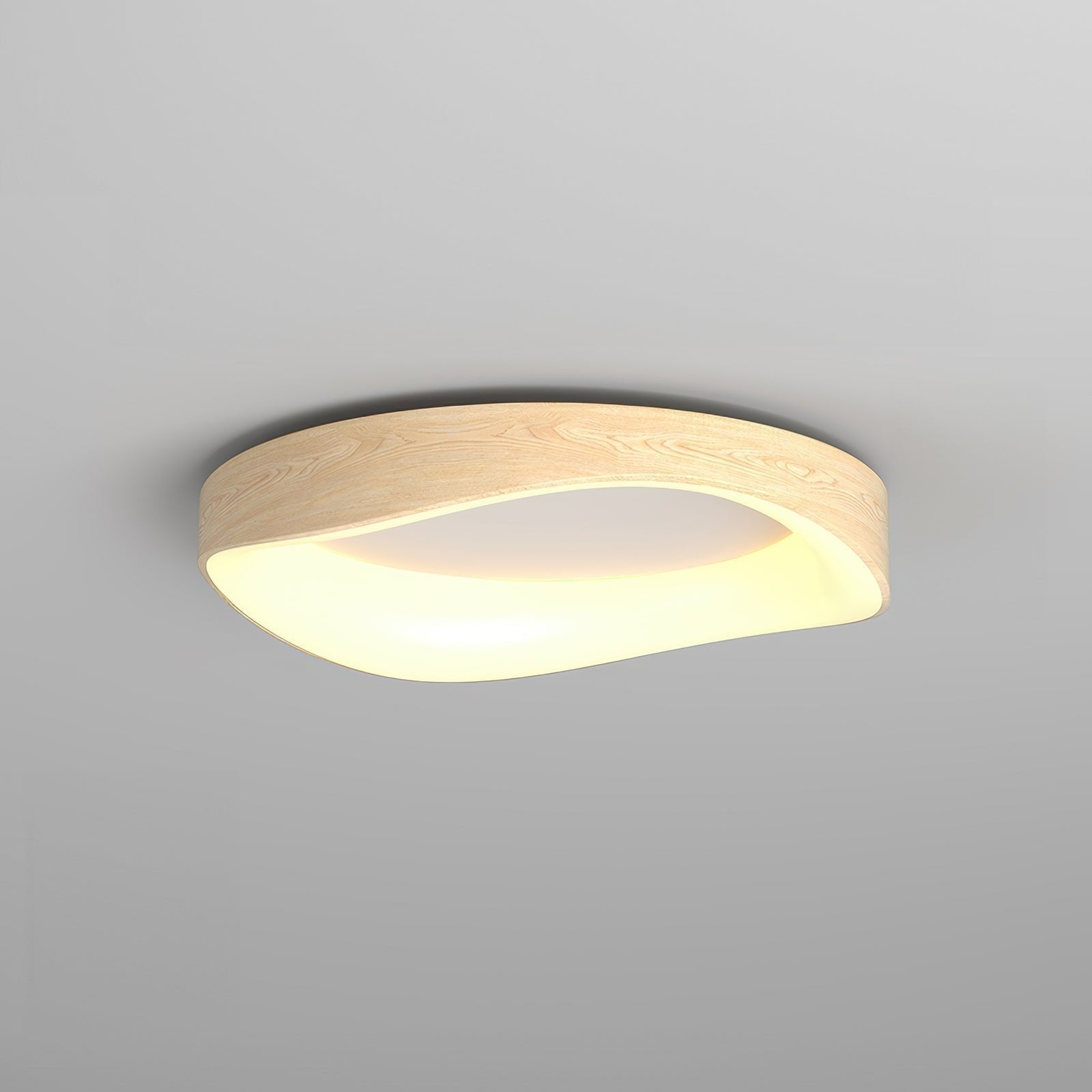 Nordic Artistic Wood Grain Ceiling Light, Scandinavian Solid Wood LED Flush Lamp for Living Room, Bedroom, Hallway and Open Plan Spaces