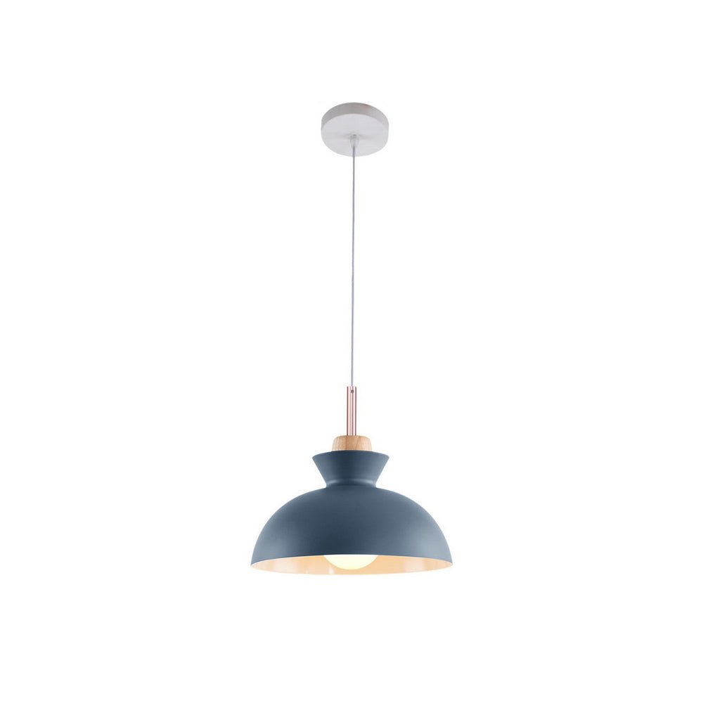 Modern Single Pendant Dome Light, Scandinavian Spun Brushed Metal Hanging Lamp for Kitchen Island, Dining Room and Hallway