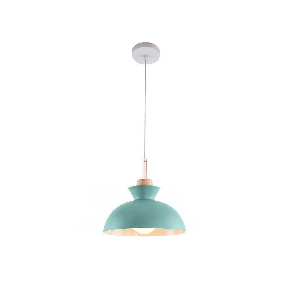 Modern Single Pendant Dome Light, Scandinavian Spun Brushed Metal Hanging Lamp for Kitchen Island, Dining Room and Hallway