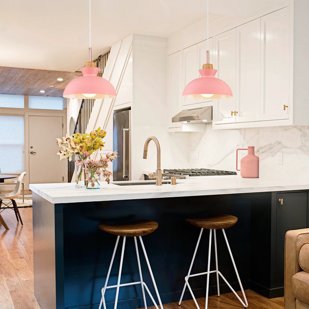 Modern Single Pendant Dome Light, Scandinavian Spun Brushed Metal Hanging Lamp for Kitchen Island, Dining Room and Hallway
