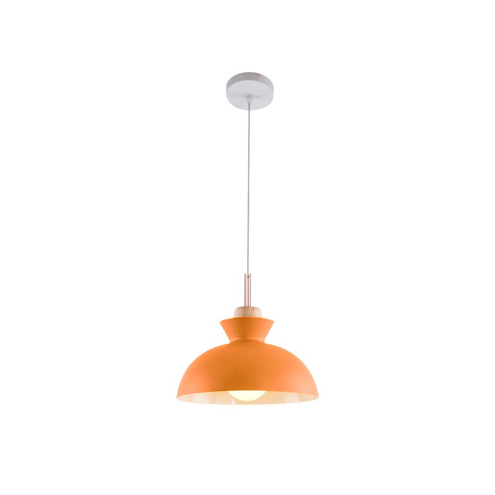 Modern Single Pendant Dome Light, Scandinavian Spun Brushed Metal Hanging Lamp for Kitchen Island, Dining Room and Hallway