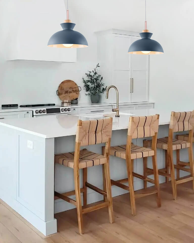 Modern Single Pendant Dome Light, Scandinavian Spun Brushed Metal Hanging Lamp for Kitchen Island, Dining Room and Hallway