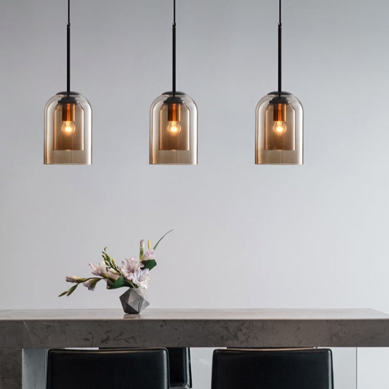 Glass Pendant Light, Scandinavian Hand Blown Glass Ceiling Light, Hanging Lamp for Dining Room, Living Room and Kitchen Island