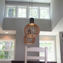 Handcrafted Wooden Pendant Light, Scandinavian Solid Wood Ceiling Light, Hanging Lamp for Dining Room, Living Room and Hallway