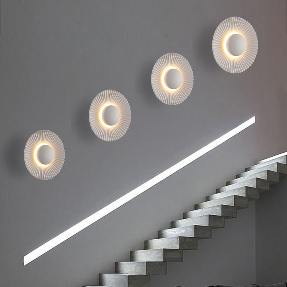 Hasna SunRay Wall Lamp, Minimalist Brushed Metal Sunburst Sconce, Concealed Fitting Wall Light for Living Room, Bedroom and Hallway