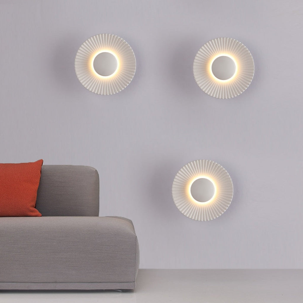 Hasna SunRay Wall Lamp, Minimalist Brushed Metal Sunburst Sconce, Concealed Fitting Wall Light for Living Room, Bedroom and Hallway