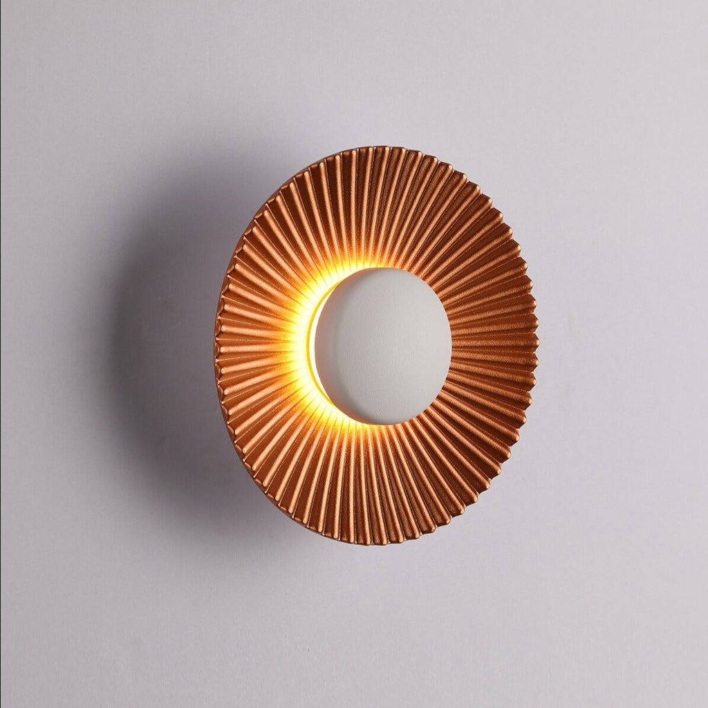 Hasna SunRay Wall Lamp, Minimalist Brushed Metal Sunburst Sconce, Concealed Fitting Wall Light for Living Room, Bedroom and Hallway