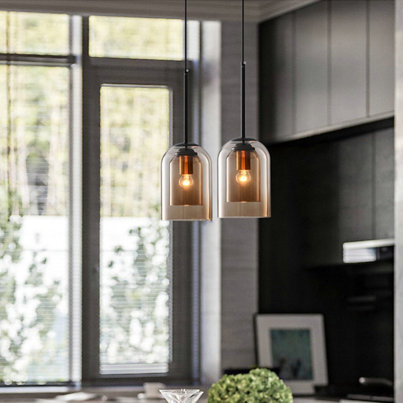 Glass Pendant Light, Scandinavian Hand Blown Glass Ceiling Light, Hanging Lamp for Dining Room, Living Room and Kitchen Island