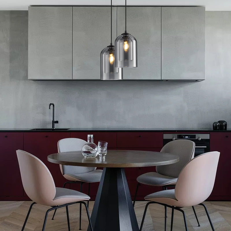 Glass Pendant Light, Scandinavian Hand Blown Glass Ceiling Light, Hanging Lamp for Dining Room, Living Room and Kitchen Island