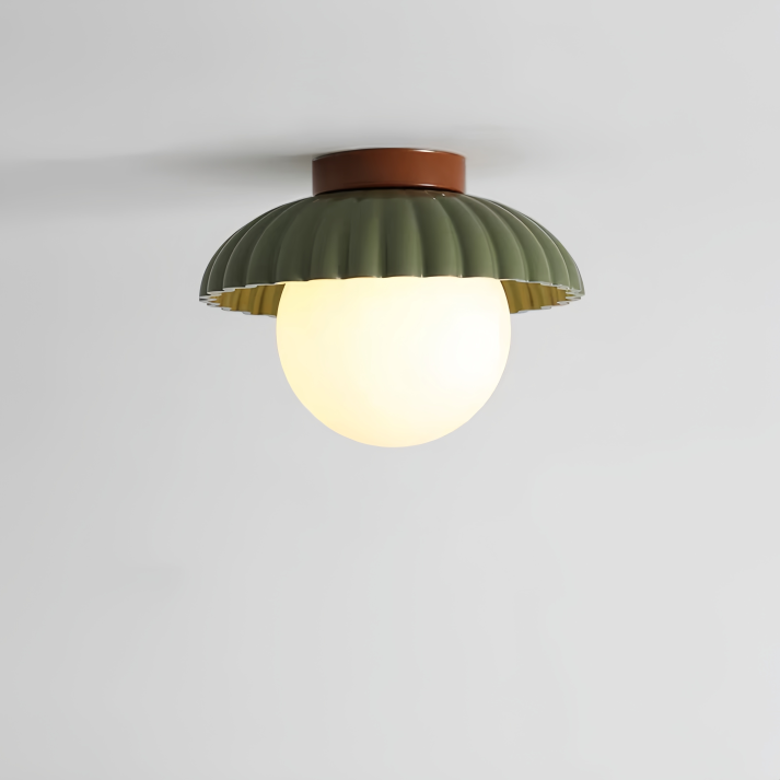 Iron Hallway Ceiling Light, Minimalist Glass and Brushed Metal Flush Mount Lamp for Entryway, Hallway and Landing