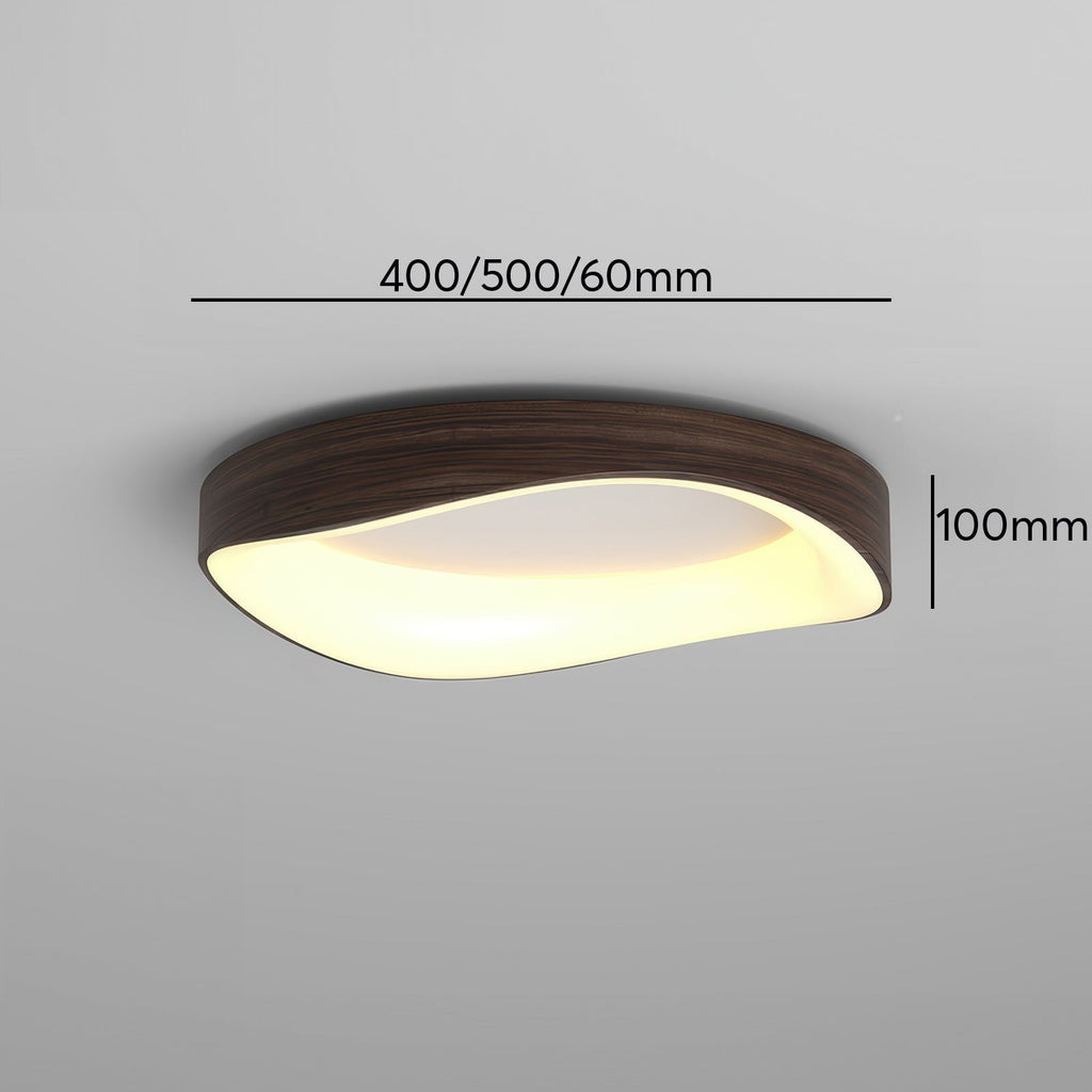 Nordic Artistic Wood Grain Ceiling Light, Scandinavian Solid Wood LED Flush Lamp for Living Room, Bedroom, Hallway and Open Plan Spaces