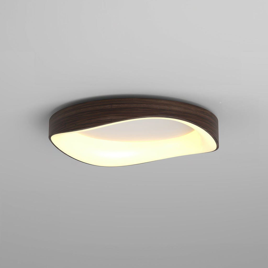 Nordic Artistic Wood Grain Ceiling Light, Scandinavian Solid Wood LED Flush Lamp for Living Room, Bedroom, Hallway and Open Plan Spaces